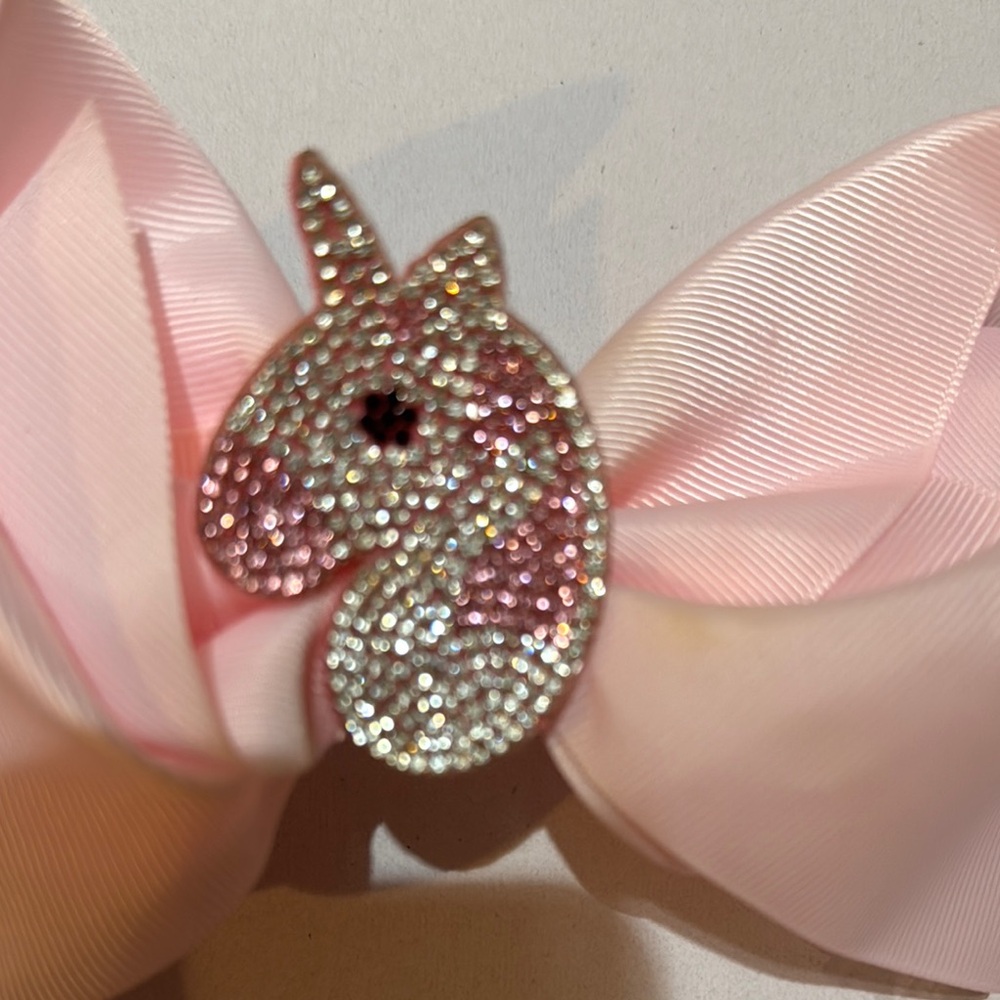 Pink Bow with Rhinestone Unicorn - Picture 3 of 3
